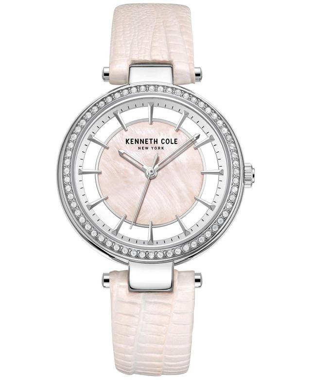 Kenneth Cole New York Womens Transparency Pink Leather Strap Watch 34mm Product Image