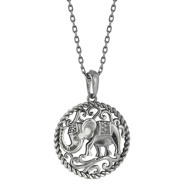 Sunkissed Sterling Sterling Silver Oxidized Elephant Necklace, Womens Silver Tone Product Image