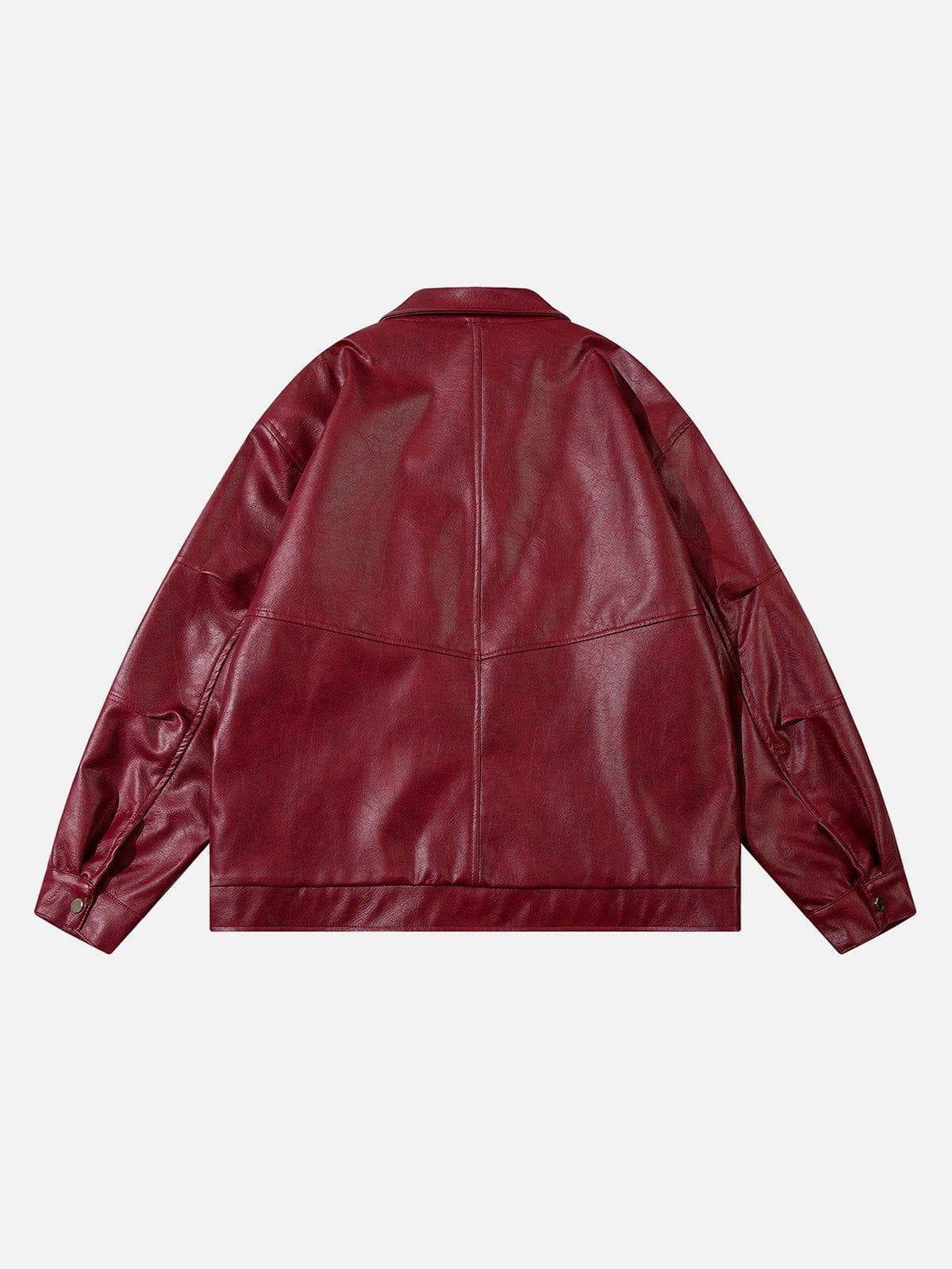 Aelfric Eden Vintage Burgundy Essential Faux Leather Jacket Product Image