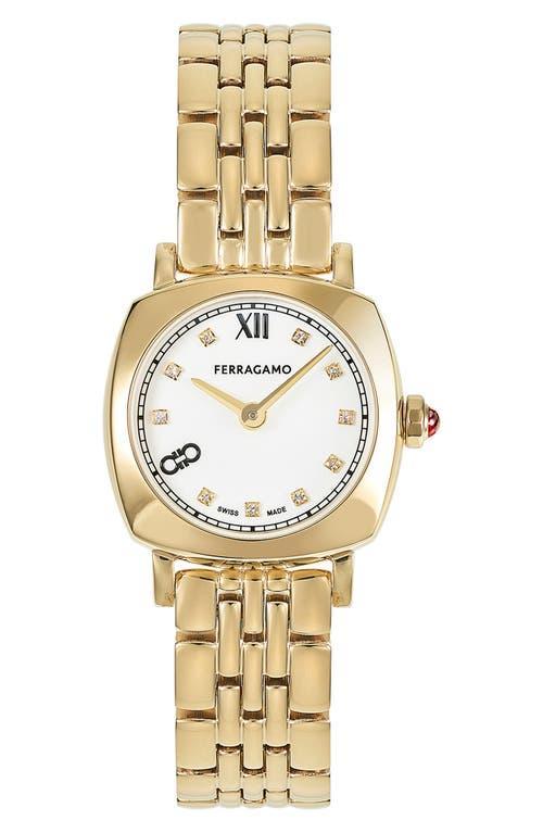 Mens FERRAGAMO Soft Square IP Yellow Gold Stainless Steel Bracelet Watch/23MM Product Image