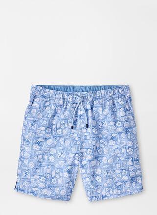 Mens Shell Patchwork Swim Trunks Product Image