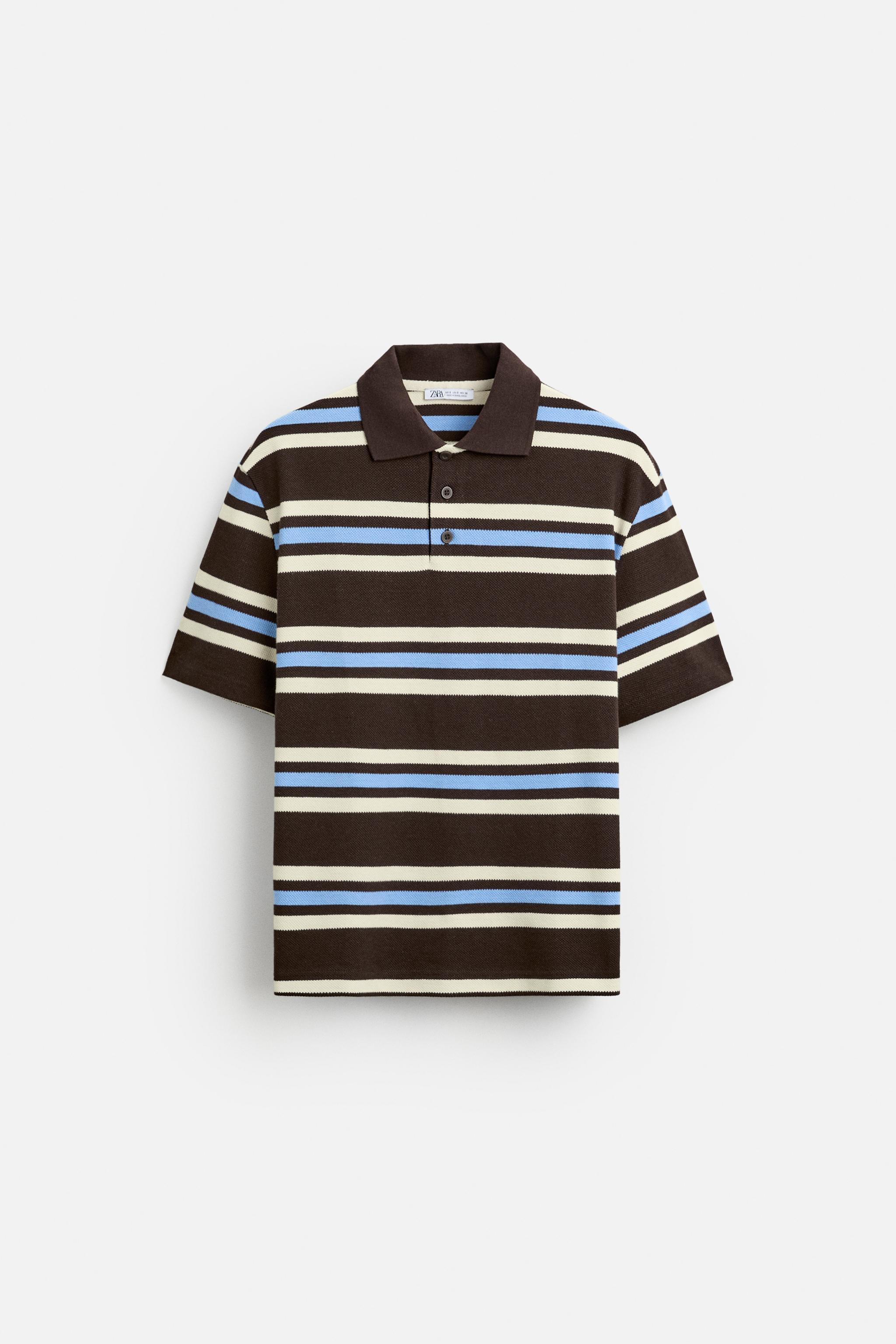 PIQUÉ TEXTURED STRIPED POLO SHIRT Product Image