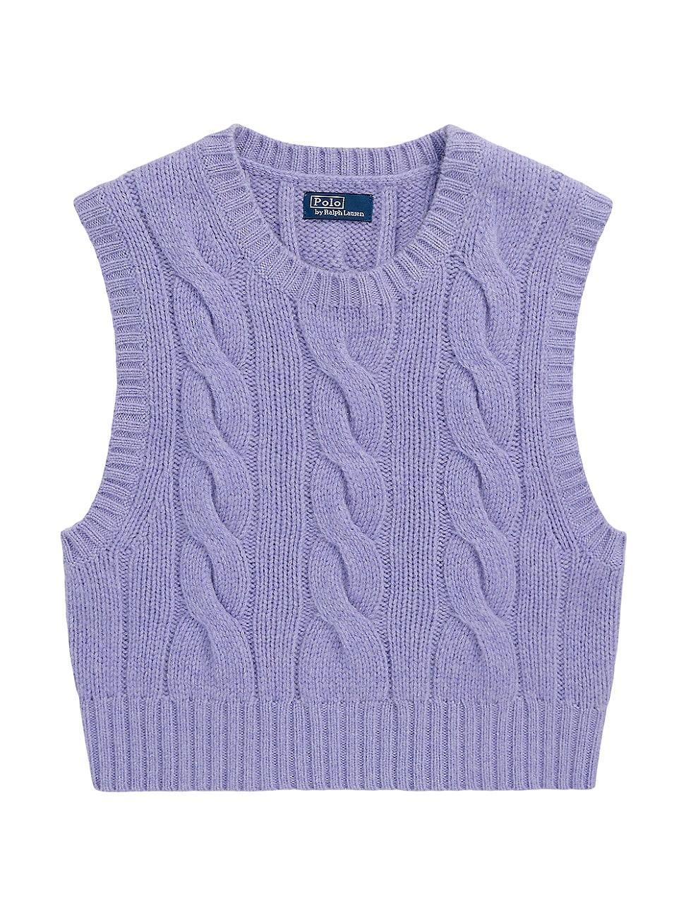 Womens Crop Wool-Cashmere Cable-Knit Sweater Product Image