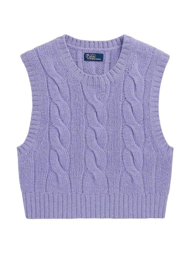 Womens Crop Wool-Cashmere Cable-Knit Sweater Product Image