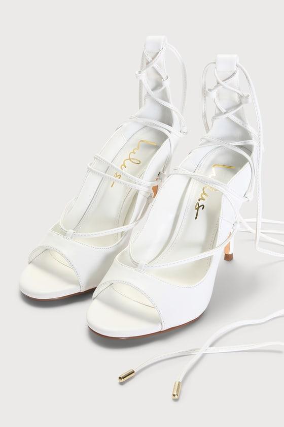 Sayela White Lace-Up High Heels product image