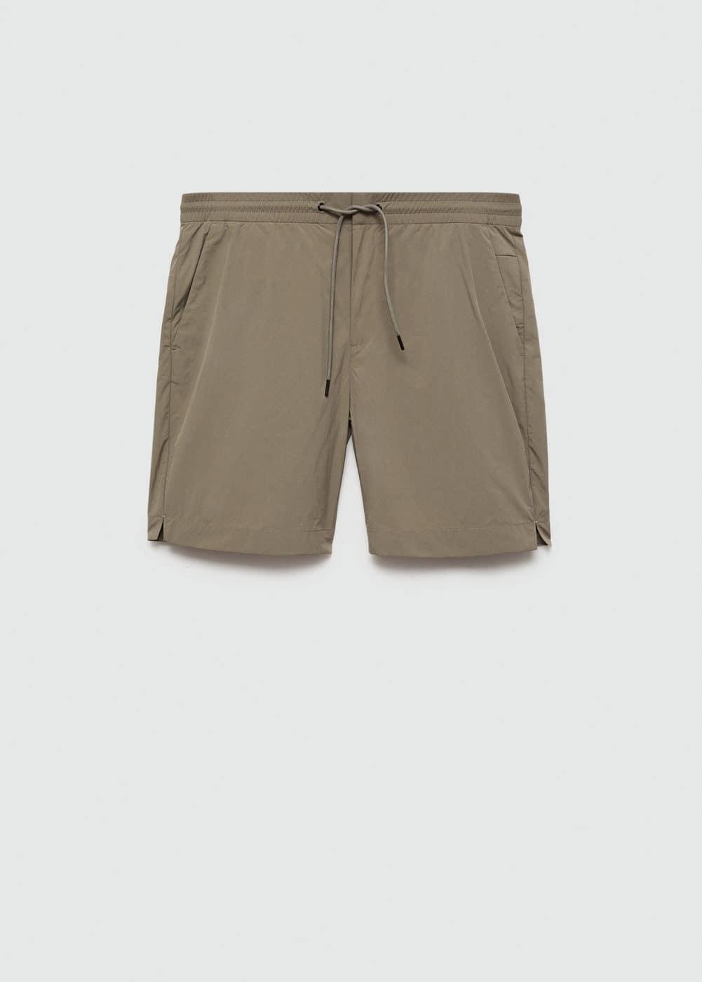 MANGO MAN - Water repellent drawstring Bermuda shorts khakiMen Product Image