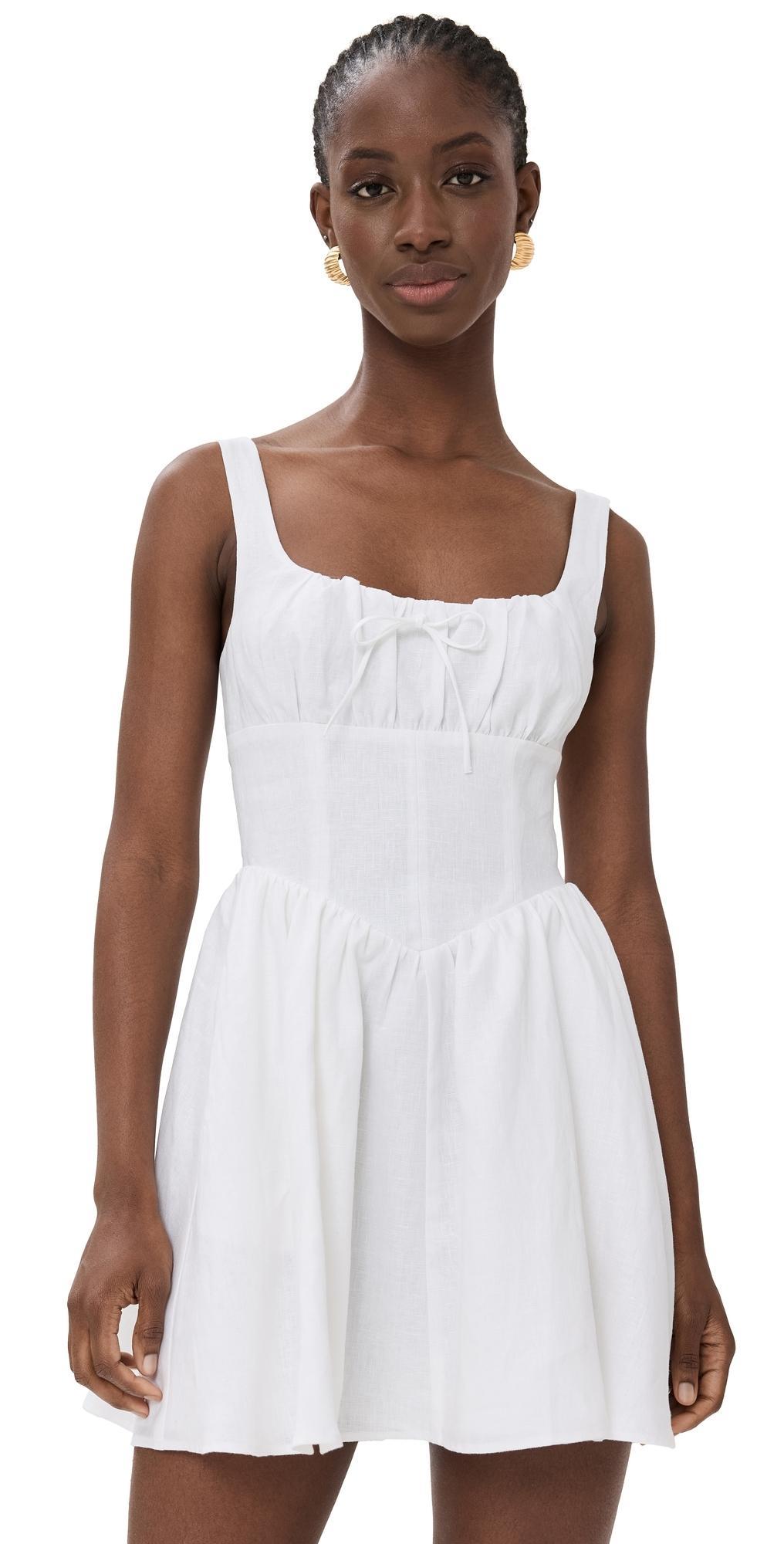 Daria Linen Corset Minidress In White Product Image