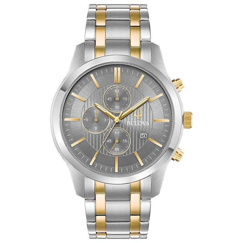 Bulova Mens Two-Tone Chronograph Bracelet Watch - 98B309 Gold Silver Product Image