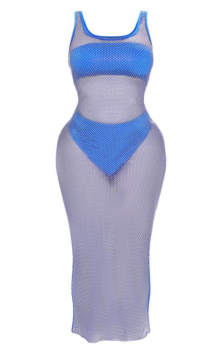 Shape Bright Blue Chainmail Scoop Neck Maxi Dress Product Image