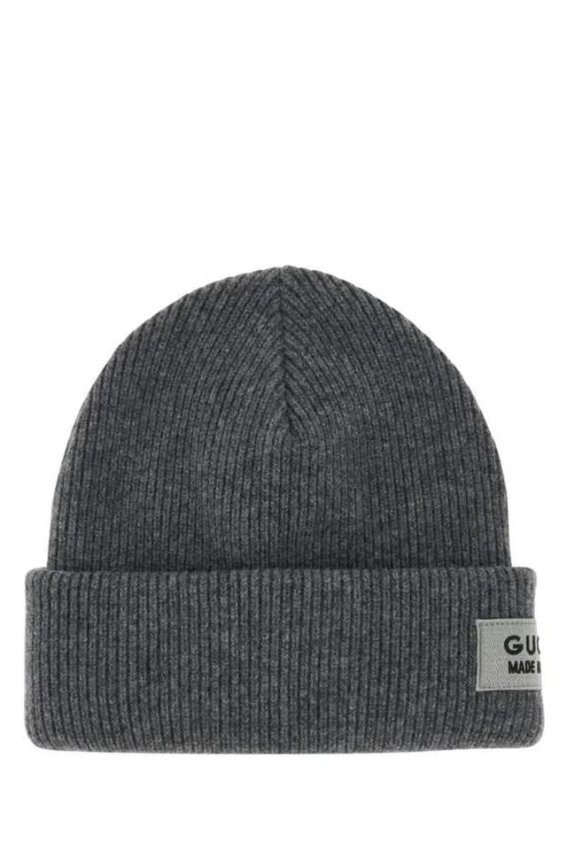 Grey Wool Beanie Hat In Gray Product Image