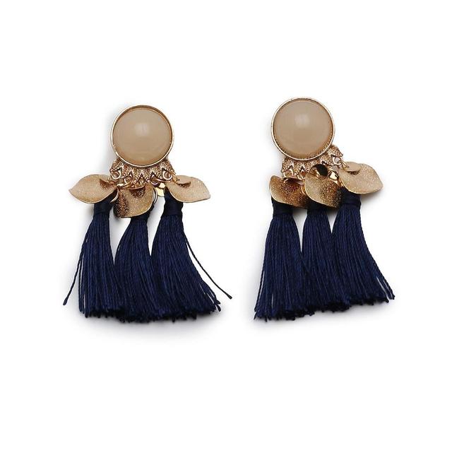 Sohi Womens Black Tassel Drop Earrings Product Image