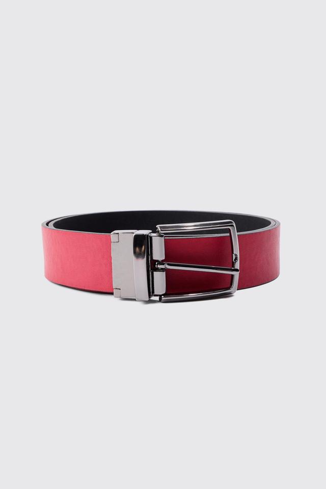 Reversible Belt In Black | boohooMAN USA Product Image