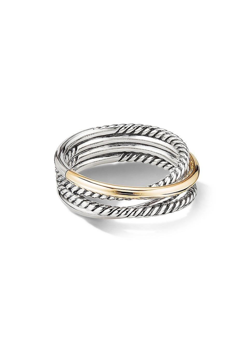 Womens Crossover Band Ring with 18K Yellow Gold Product Image