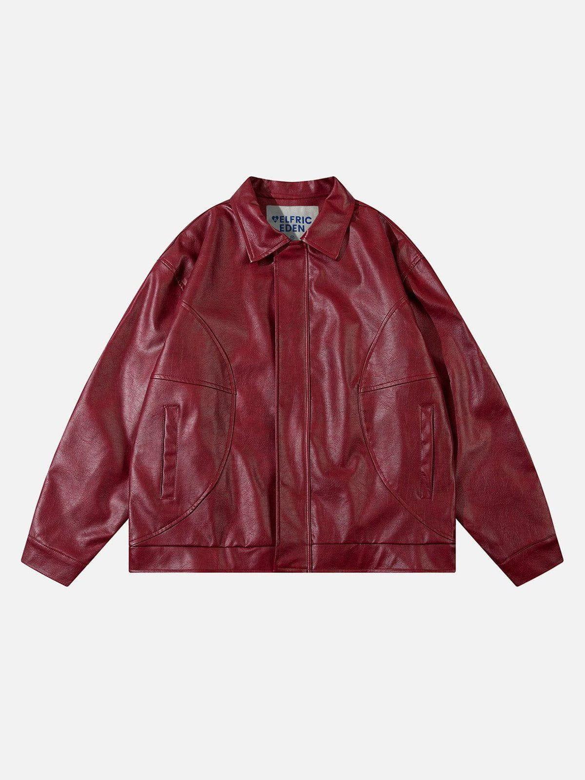 Aelfric Eden Vintage Burgundy Essential Faux Leather Jacket Product Image