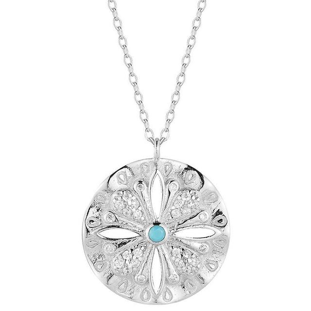 Sunkissed Sterling 14k Gold Over Cubic Zirconia & Turquoise Floral Necklace, Womens Silver Tone Product Image