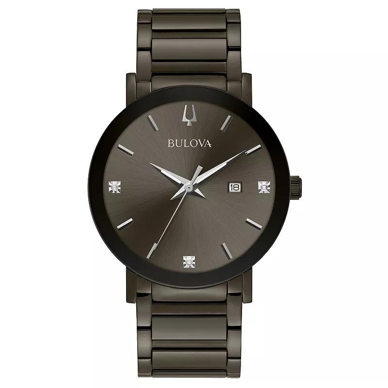 Bulova Mens Grey Stainless Steel Diamond Accent Bracelet Watch - 98D158 Gray Product Image