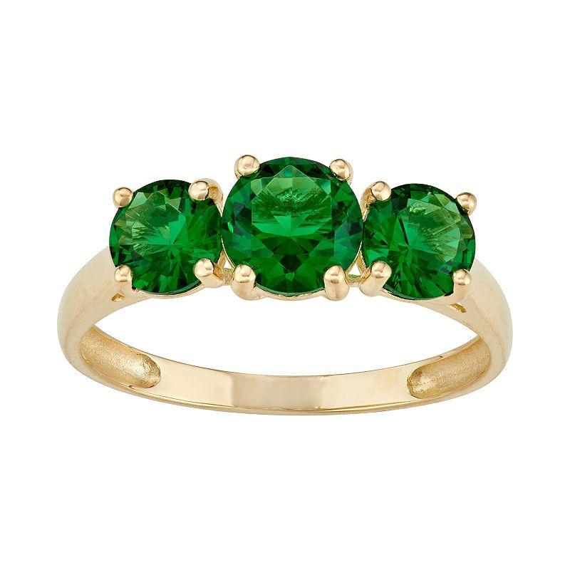 Designs by Gioelli 10k Gold 3-Stone Ring, Womens Simulated Green Product Image