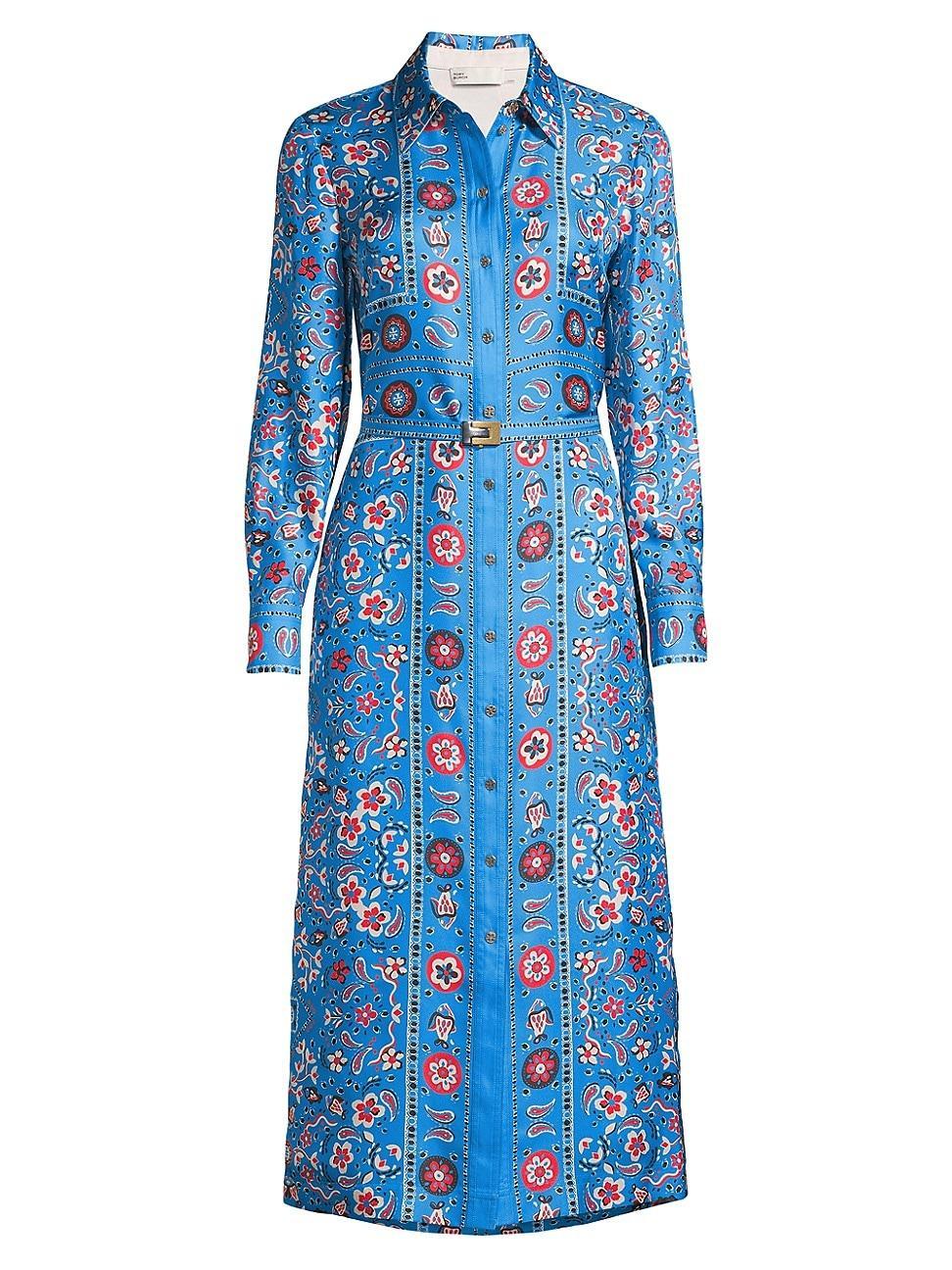 Womens Silk Paisley Midi Shirtdress Product Image