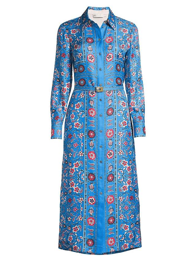 Womens Silk Paisley Midi Shirtdress Product Image