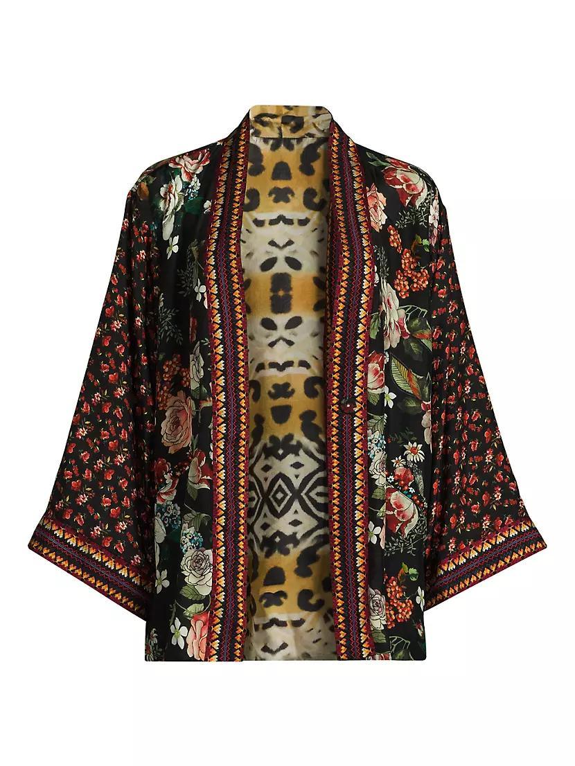 Attar Printed Silk Reversible Kimono-Style Jacket Product Image