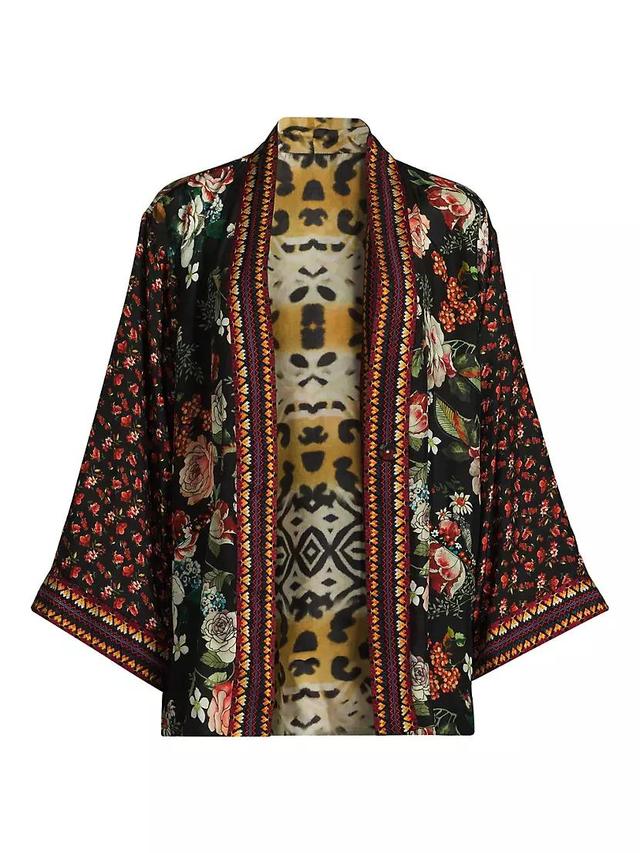 Attar Printed Silk Reversible Kimono-Style Jacket Product Image