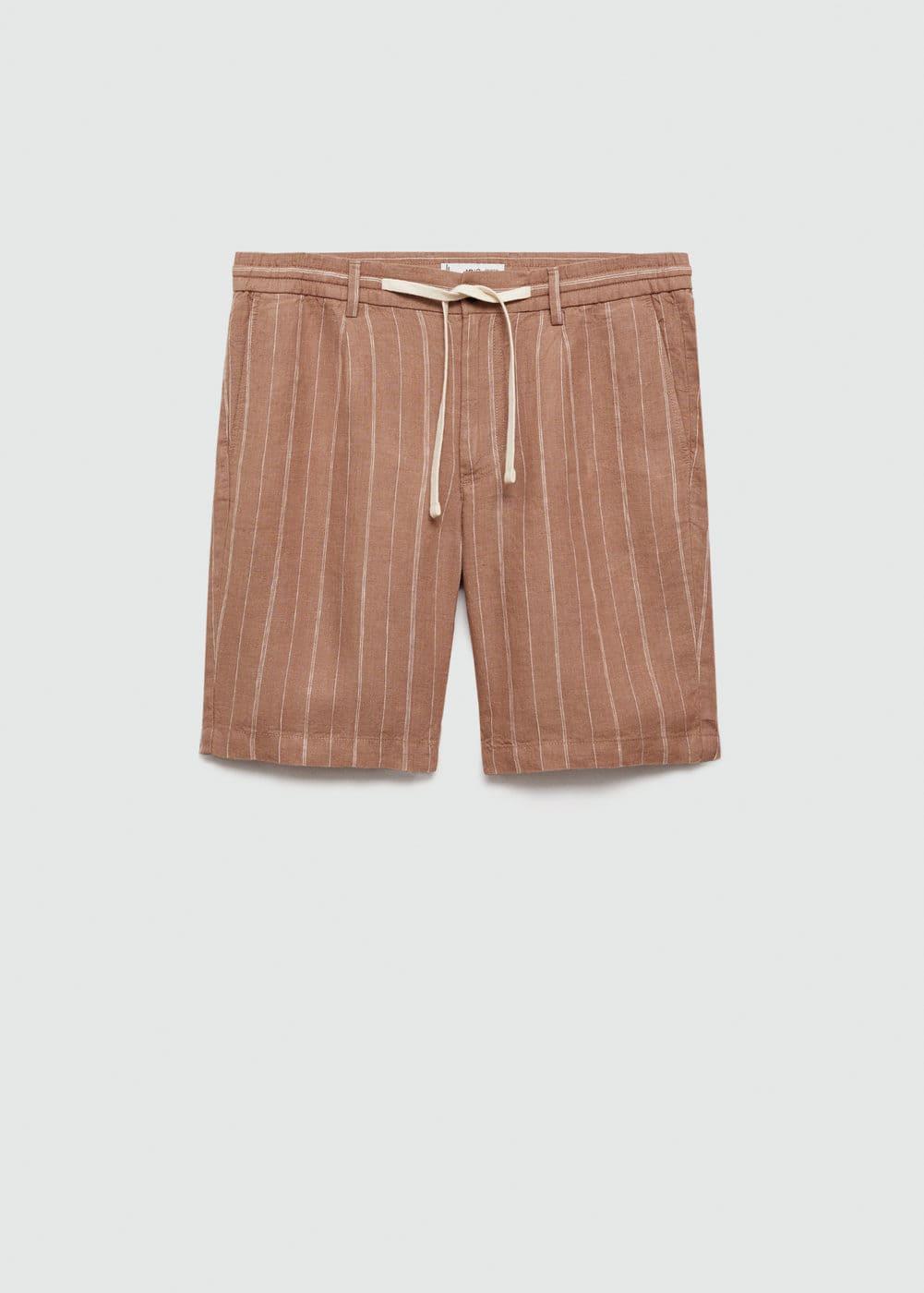 Mango Mens Drawstring Detail Striped Bermuda Shorts Product Image