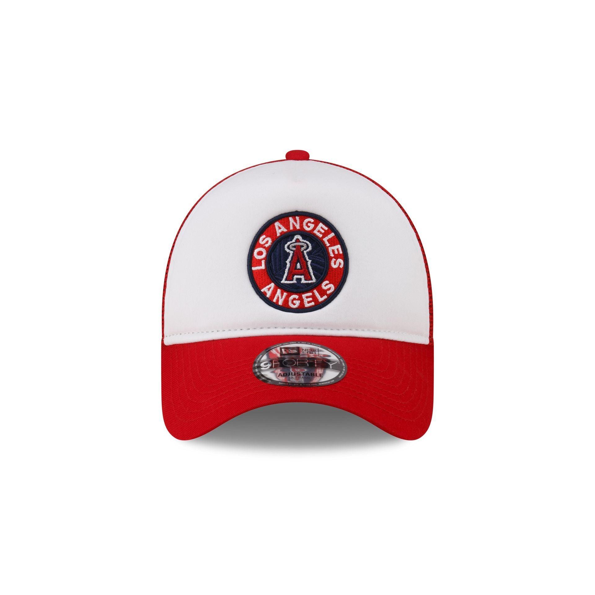 Los Angeles Angels White Crown 9FORTY A-Frame Trucker Hat Male Product Image