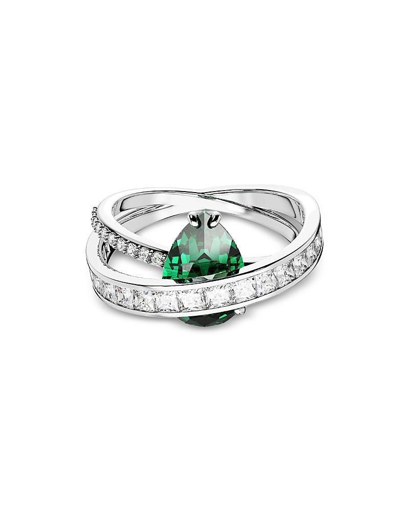 Womens Hyperbola Rhodium-Plated & Swarovski Crystal Double-Band Cocktail Ring Product Image