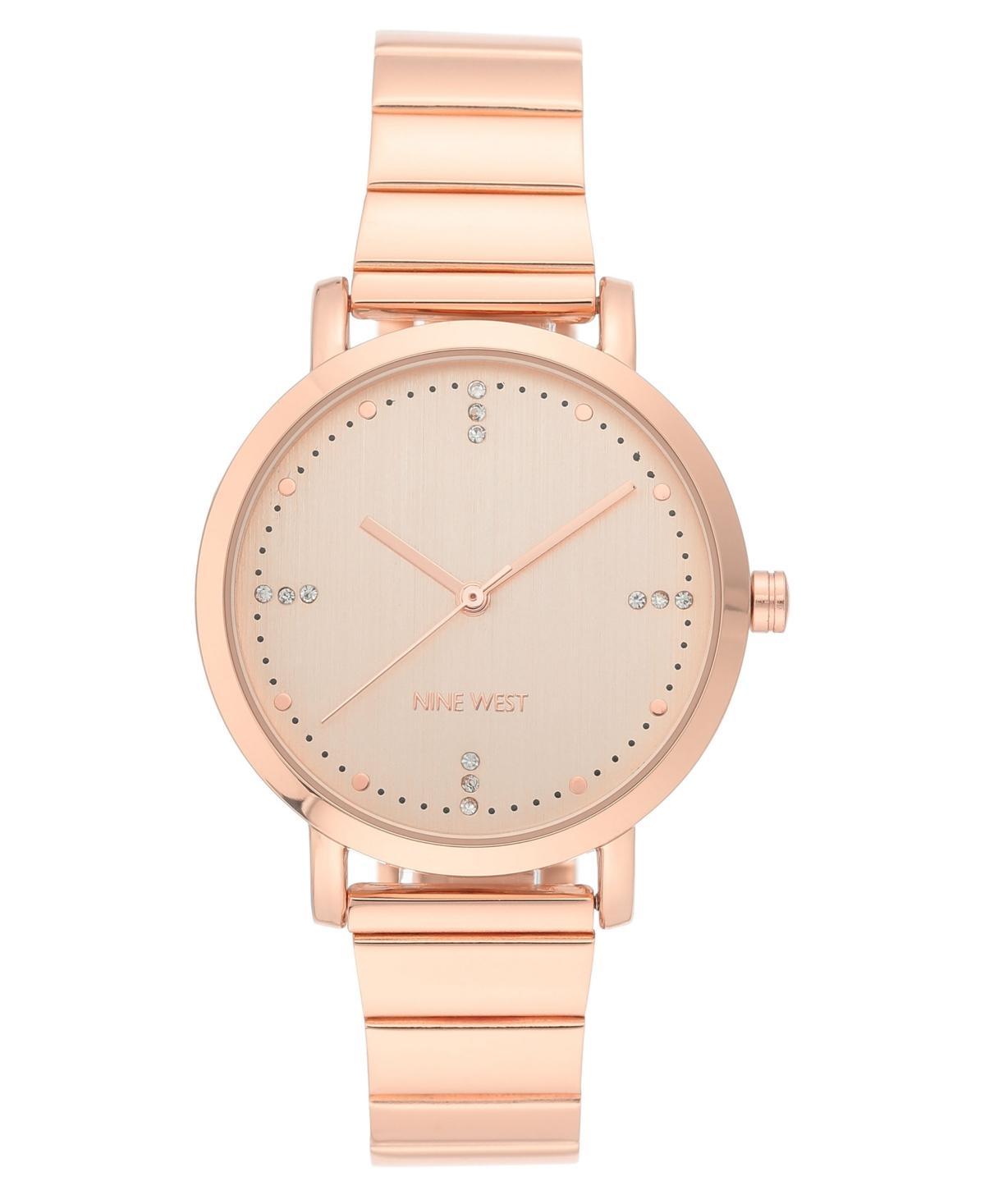 Nine West Womens Quartz Rose Gold-Tone Stainless Steel Cut Edge Bracelet Watch, 36mm Product Image