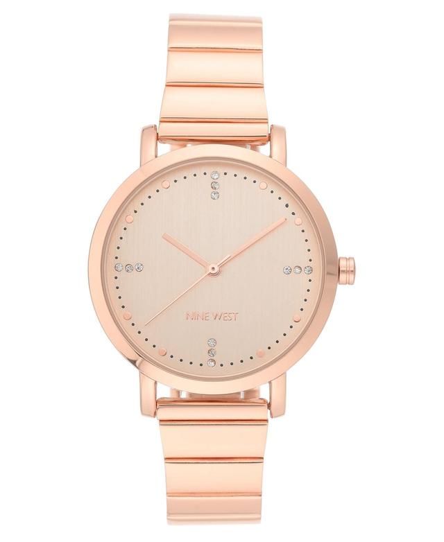 Nine West Womens Quartz Rose Gold-Tone Stainless Steel Cut Edge Bracelet Watch, 36mm Product Image