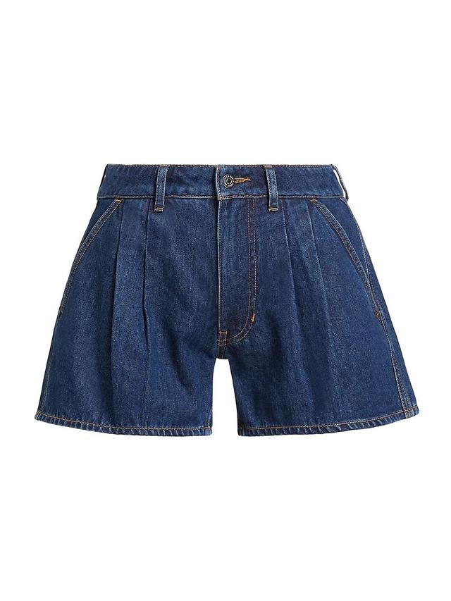 Womens Simpson Pleated Denim Shorts Product Image