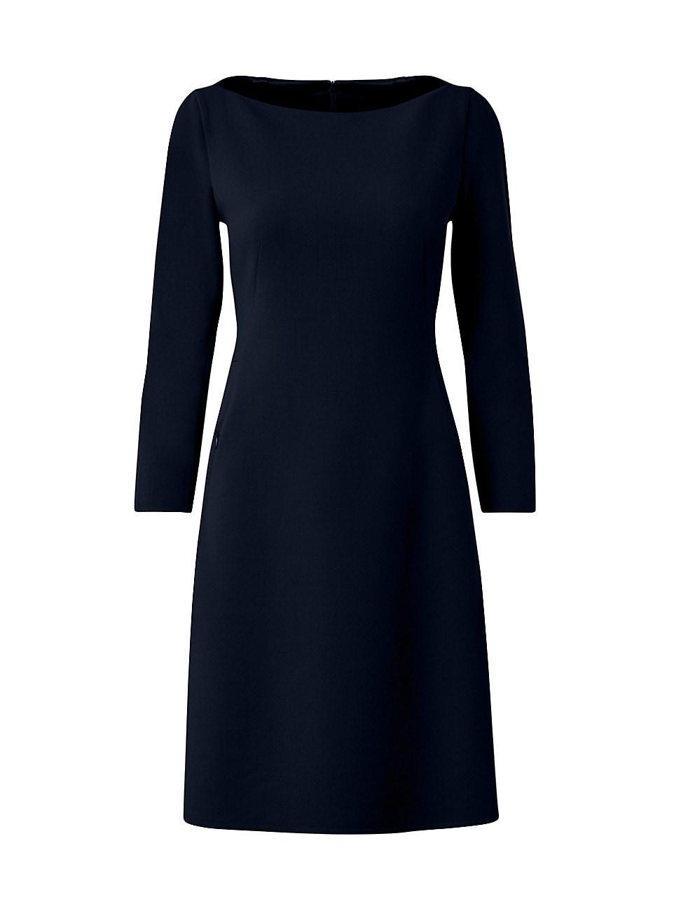 Womens Double-Face Wool Boatneck A-Line Dress Product Image