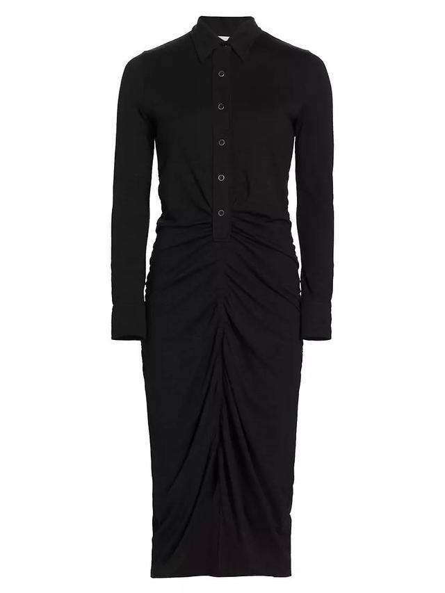 Ivalia Linen-Blend Ruched Shirtdress Product Image