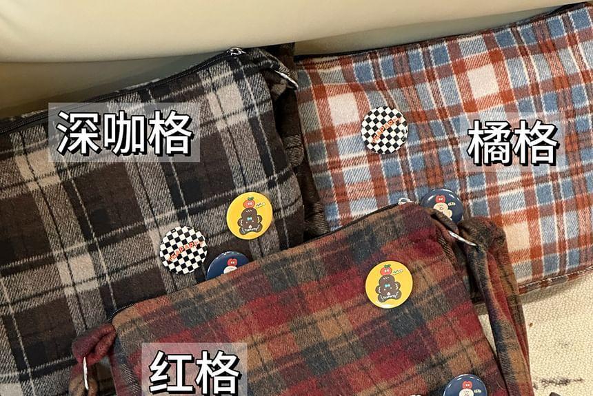 Plaid Crossbody Bag / Bag Charm / Coin Purse / Set Product Image