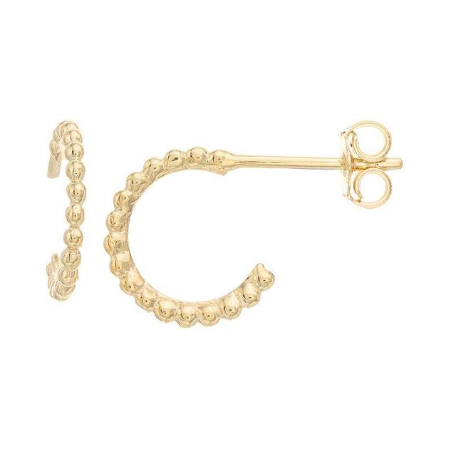 Au Naturale 14k Gold Bead Open Hoop Earrings, Womens Product Image