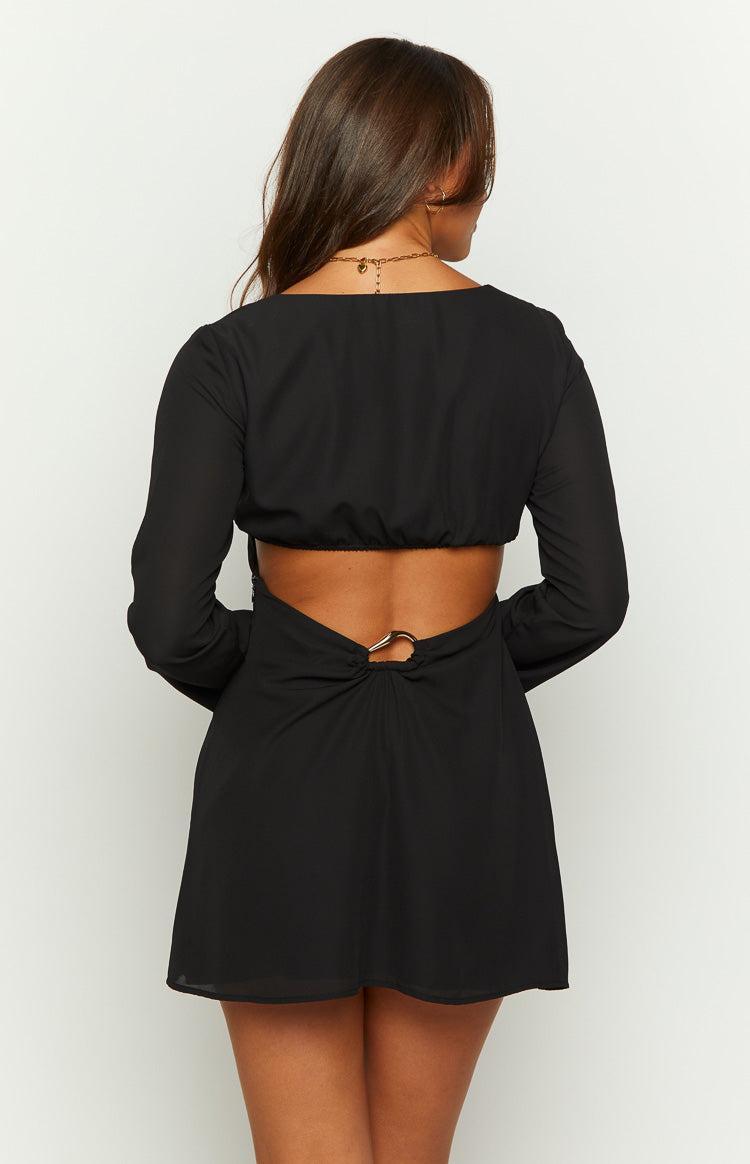 Rowan Long Sleeve Black Mini Dress Product Image