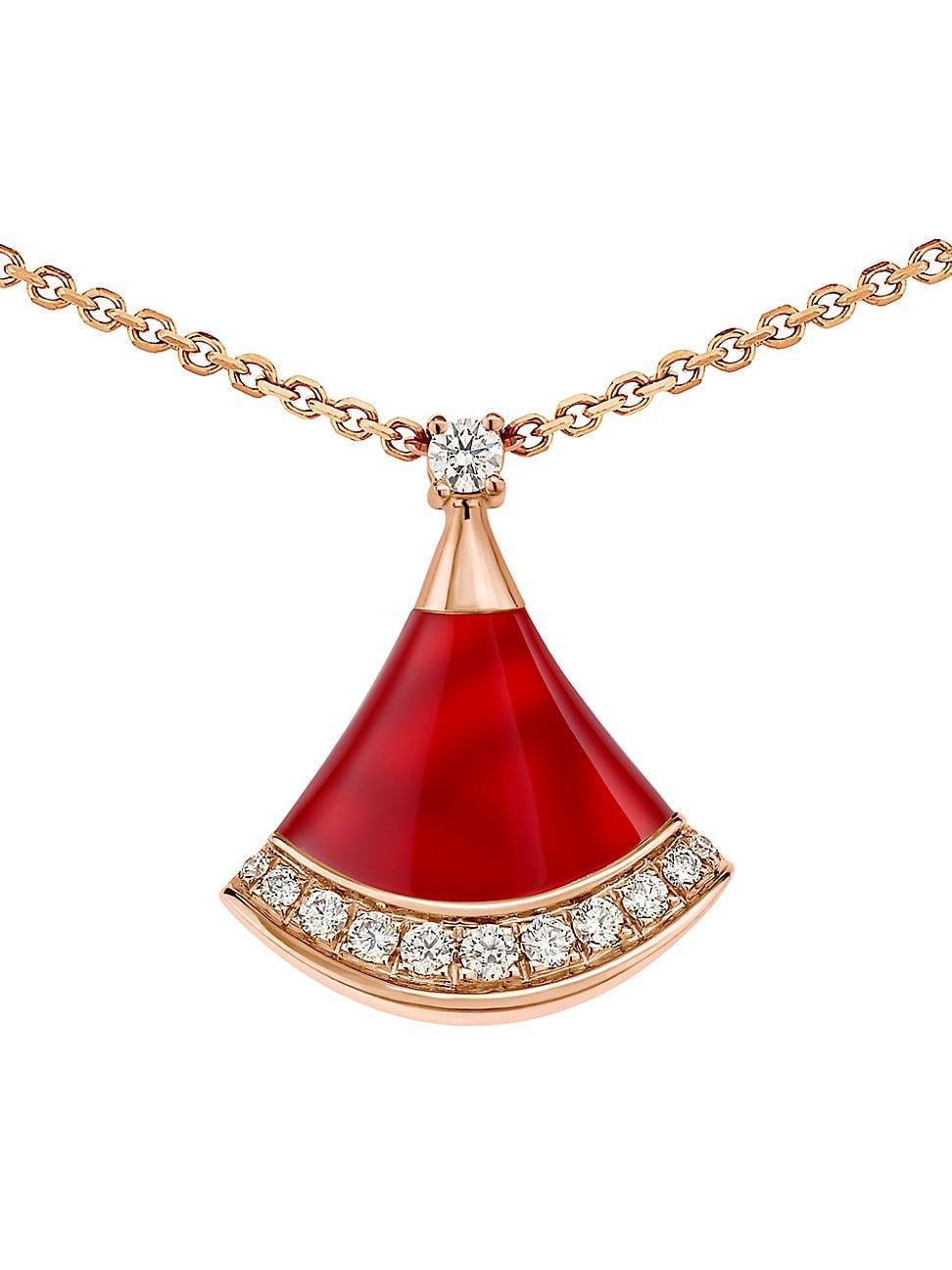 Womens Divas Dream 18K Rose Gold, Carnelian & 0.13 TCW Diamond Pendant Necklace Product Image