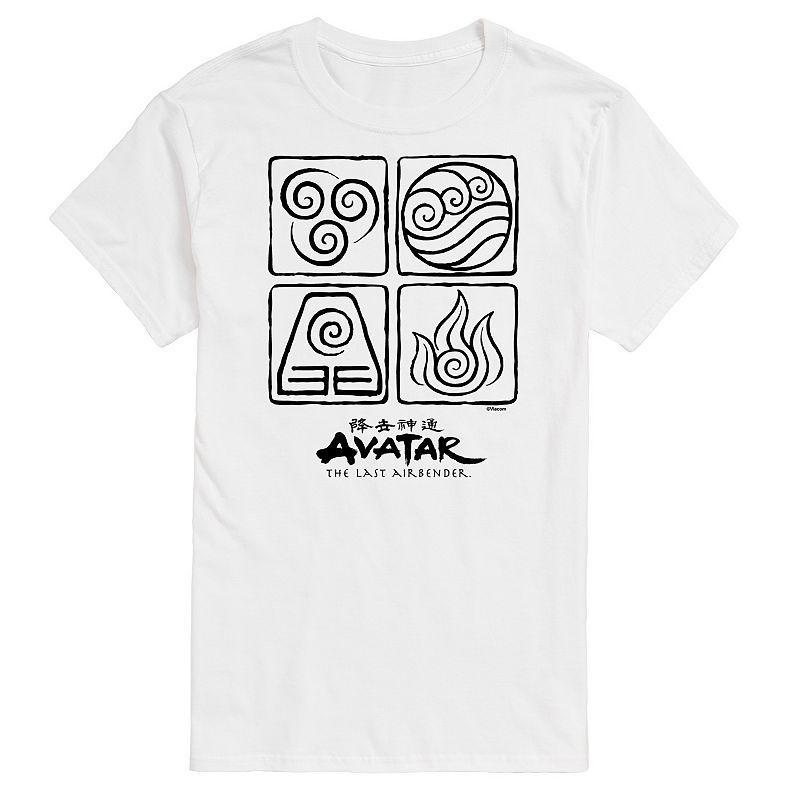 Big & Tall Avatar The Last Airbender Four Elements Graphic Tee, Mens White Product Image