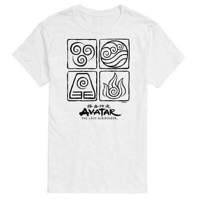 Big & Tall Avatar The Last Airbender Four Elements Graphic Tee, Mens White Product Image