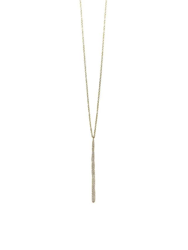 Womens Stardust Long 18K Green Gold & Diamond Squiggle Stick Pendant Necklace Product Image