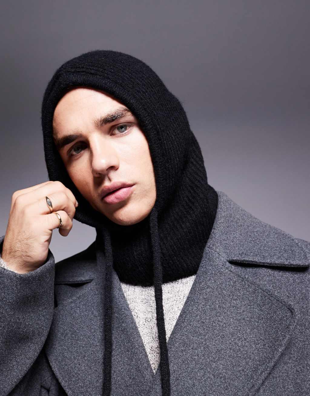 ASOS DESIGN knit hood in black Product Image