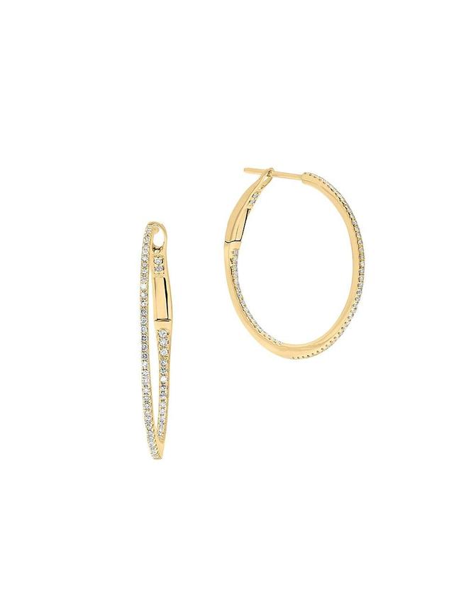 Womens 14K Yellow Gold & 0.28-0.32 TCW Diamond Hoop Earrings Product Image