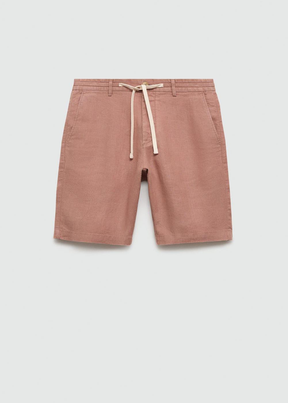 MANGO MAN - 100% linen bermuda shorts with drawstring salmonMen Product Image