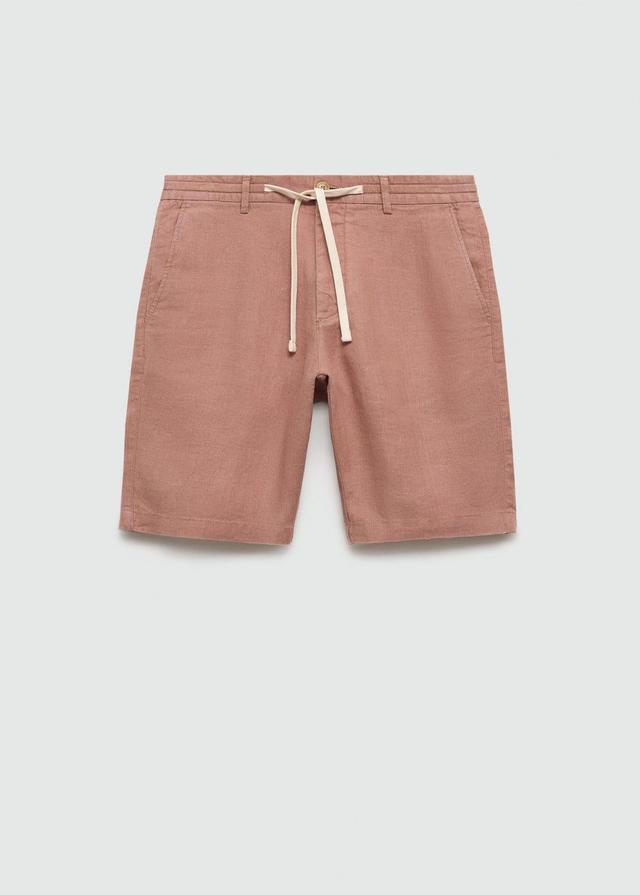 MANGO MAN - 100% linen bermuda shorts with drawstring salmonMen Product Image