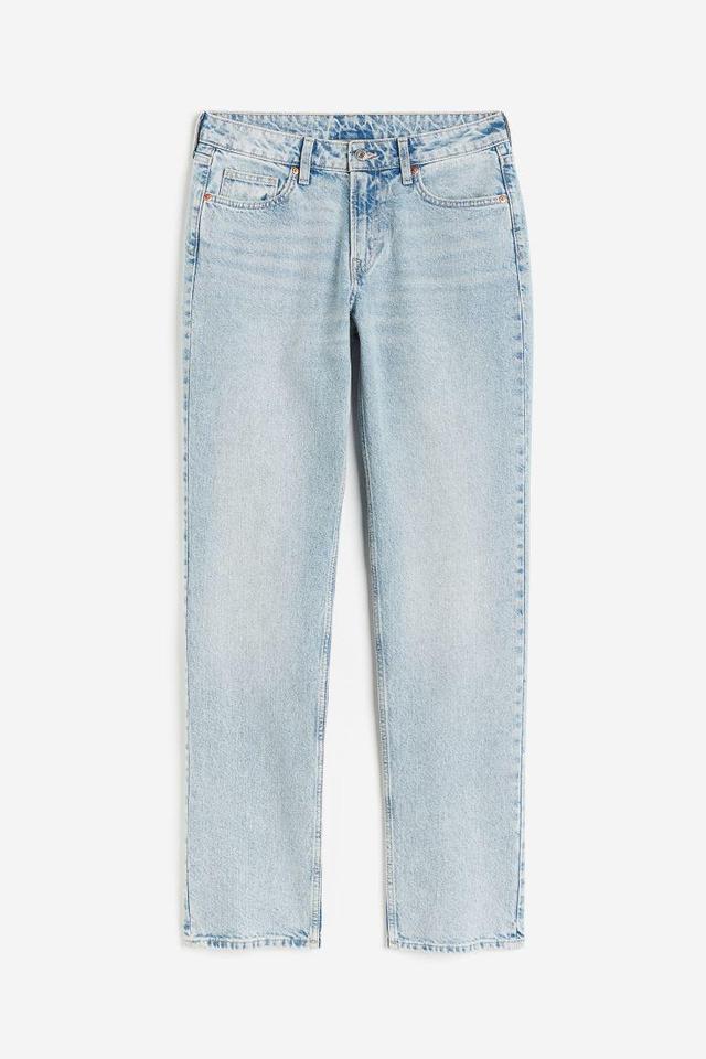 H & M - Curvy Fit Straight Regular Jeans - Blue Product Image