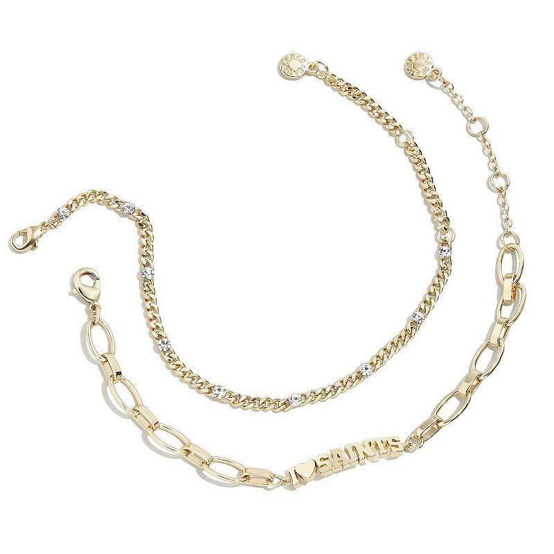 WEAR by Erin Andrews x Baublebar Gold New Orleans Saints Linear Bracelet Set, Womens Product Image