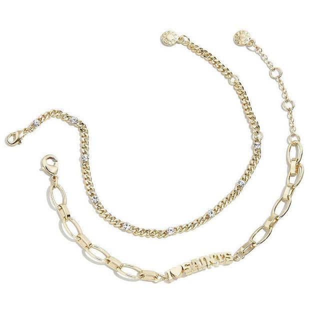 WEAR by Erin Andrews x Baublebar Gold New Orleans Saints Linear Bracelet Set, Womens Product Image