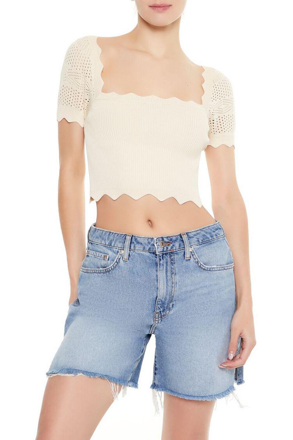 Scalloped Sweater-Knit Top | Forever 21 Product Image