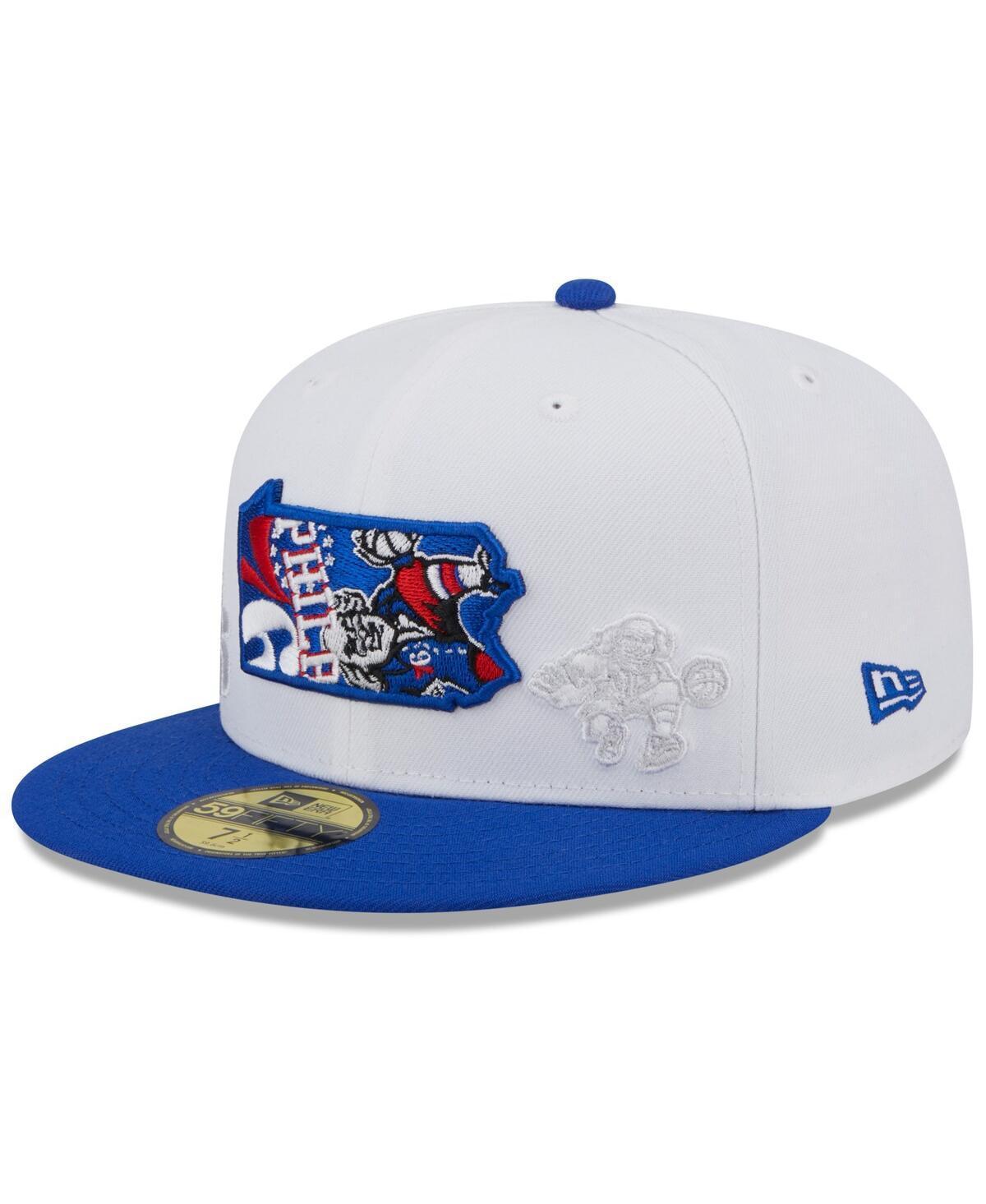 Mens New Era White and Royal Philadelphia 76ers State Pride 59FIFTY Fitted Hat - White Product Image