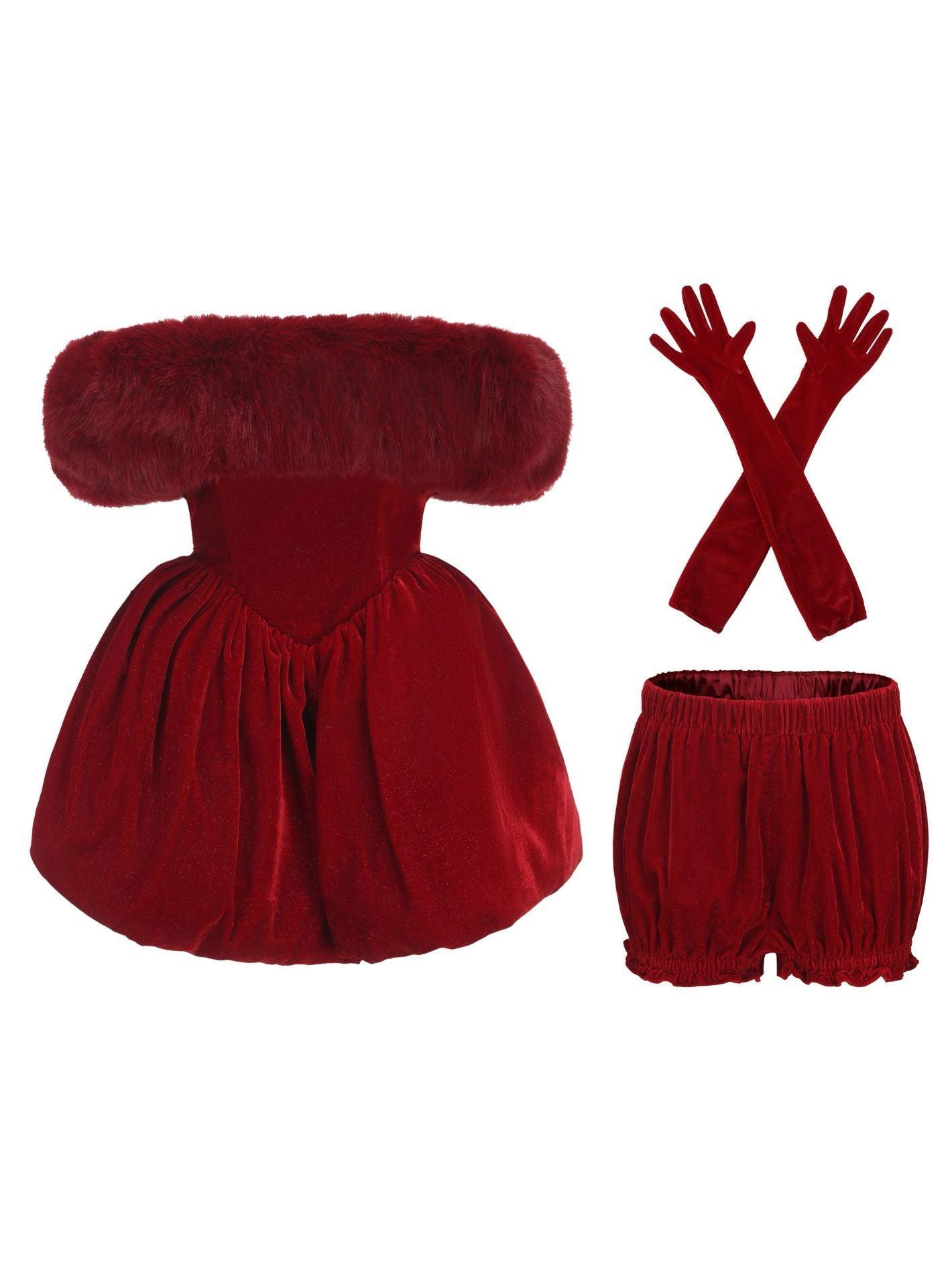 Candice Velvet Dress (Red) product image